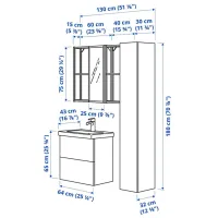 Наборы мебели для ванной комнаты Ikea Enhet/Tvallen/Brogrund МДФ / White photo 7
