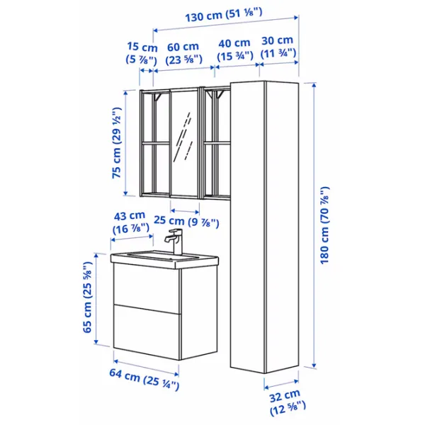 Наборы мебели для ванной комнаты Ikea Enhet/Tvallen/Glypen МДФ / White photo 8 Наборы мебели для ванной комнаты Ikea Enhet/Tvallen/Glypen МДФ / White photo 8