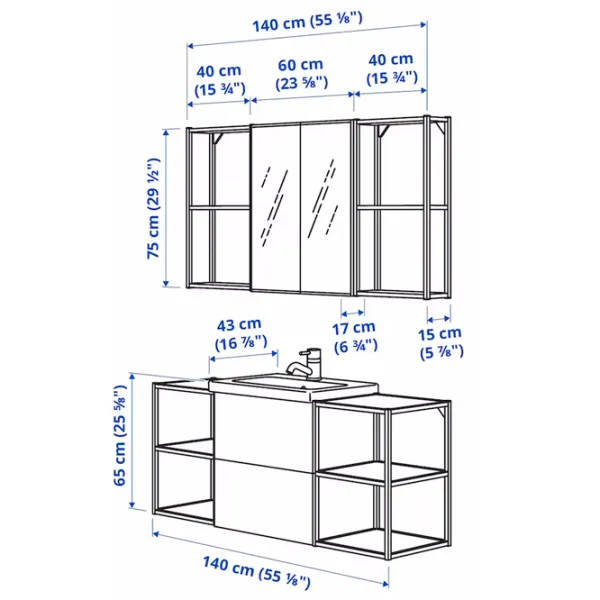 Наборы мебели для ванной комнаты Ikea Enhet/Tvallen/Glypen МДФ / White photo 3 Наборы мебели для ванной комнаты Ikea Enhet/Tvallen/Glypen МДФ / White photo 3
