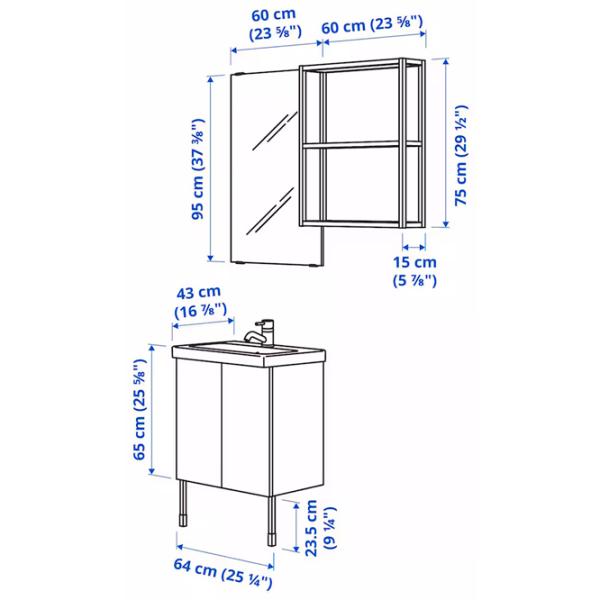 Наборы мебели для ванной комнаты Ikea Enhet/Tvallen/Saljen МДФ / Antracit photo 3 Наборы мебели для ванной комнаты Ikea Enhet/Tvallen/Saljen МДФ / Antracit photo 3