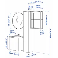 Наборы мебели для ванной комнаты Ikea Enhet/Tvallen/Pilkan МДФ / Серый photo 6