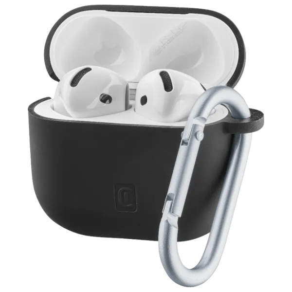 Husă pentru căști Apple AirPods 4 (Bounce Case) Cellularline / Silicon / Black photo 1