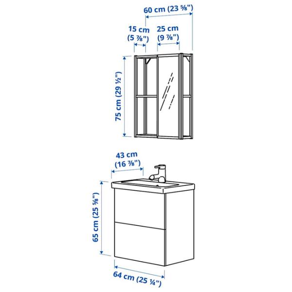 Seturi mobilă de baie Ikea Enhet/Tvallen/Glypen MDF / White photo 7
