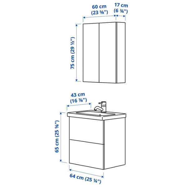 Наборы мебели для ванной комнаты Ikea Enhet/Tvallen/Glypen МДФ / White photo 6 Наборы мебели для ванной комнаты Ikea Enhet/Tvallen/Glypen МДФ / White photo 6