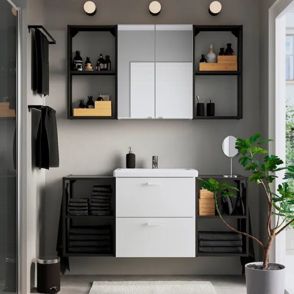 Наборы мебели для ванной комнаты Ikea Enhet/Tvallen/Pilkan МДФ / Antracit photo 2 Наборы мебели для ванной комнаты Ikea Enhet/Tvallen/Pilkan МДФ / Antracit photo 2