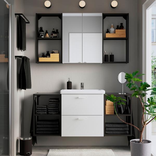 Наборы мебели для ванной комнаты Ikea Enhet/Tvallen/Pilkan МДФ / Antracit photo 2 Наборы мебели для ванной комнаты Ikea Enhet/Tvallen/Pilkan МДФ / Antracit photo 2