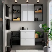 Наборы мебели для ванной комнаты Ikea Enhet/Tvallen/Pilkan МДФ / Antracit photo 2