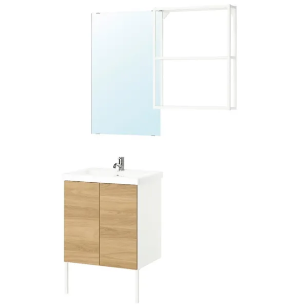 Seturi mobilă de baie Ikea Enhet/Tvallen/Pilkan MDF / White photo 1