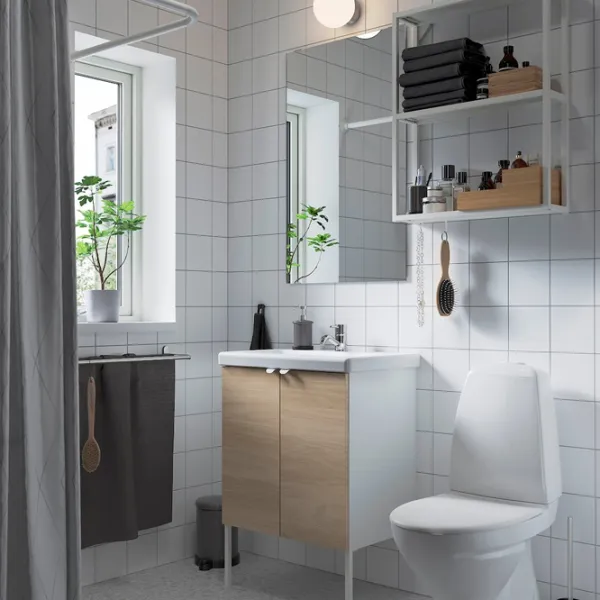 Seturi mobilă de baie Ikea Enhet/Tvallen/Pilkan MDF / White photo 2