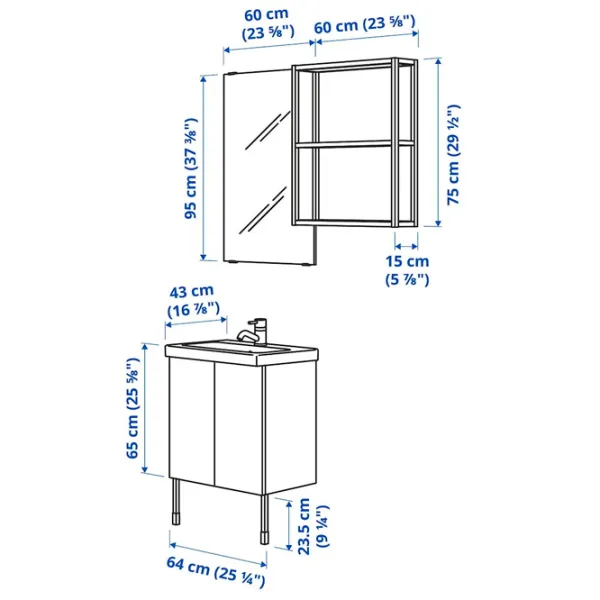 Seturi mobilă de baie Ikea Enhet/Tvallen/Pilkan MDF / White photo 7