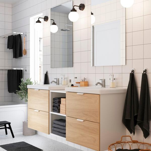 Наборы мебели для ванной комнаты Ikea Enhet/Tvallen/Pilkan МДФ / White photo 2