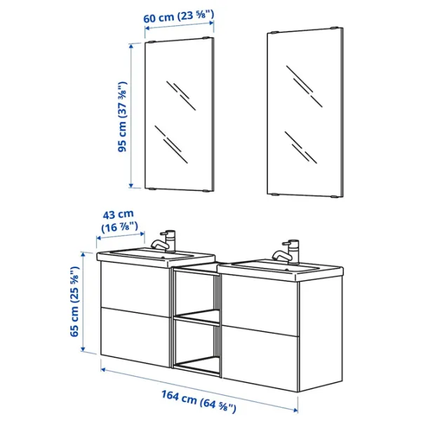 Наборы мебели для ванной комнаты Ikea Enhet/Tvallen/Pilkan МДФ / White photo 6