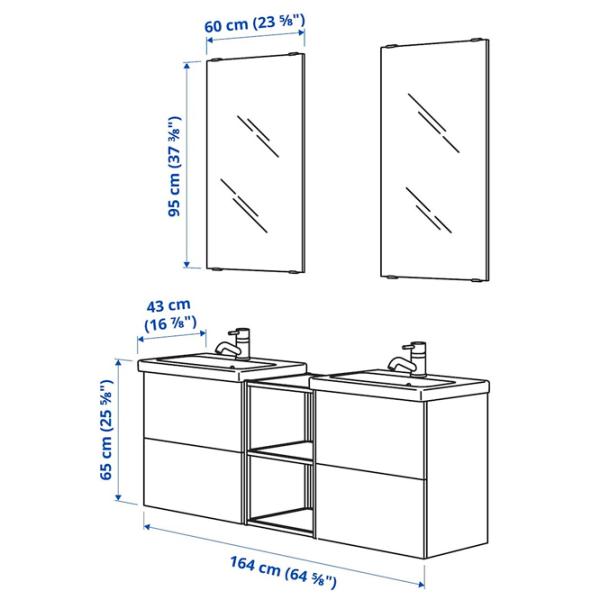 Наборы мебели для ванной комнаты Ikea Enhet/Tvallen/Pilkan МДФ / White photo 6