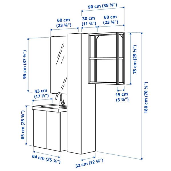 Seturi mobilă de baie Ikea Enhet/Tvallen/Lettan MDF / White photo 7