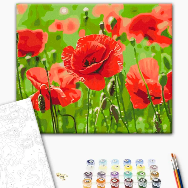 Pictură pe numere BrushMe Maci roșii BS53703FC 50 x 40 cm / Orizontală photo 2 Pictură pe numere BrushMe Maci roșii BS53703FC 50 x 40 cm / Orizontală photo 2