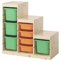 Стеллаж с контейнерами Ikea Trofast 8 91 x 94 x 44см cm / Массивная сосна / Дуб cонома