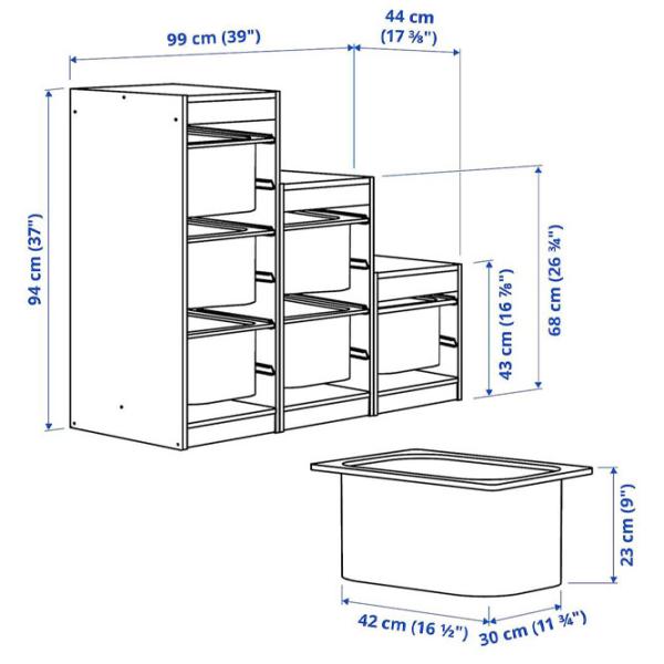 Стеллаж с контейнерами Ikea Trofast 6 94 x 99 x 44см cm / ЛДСП / White photo 4