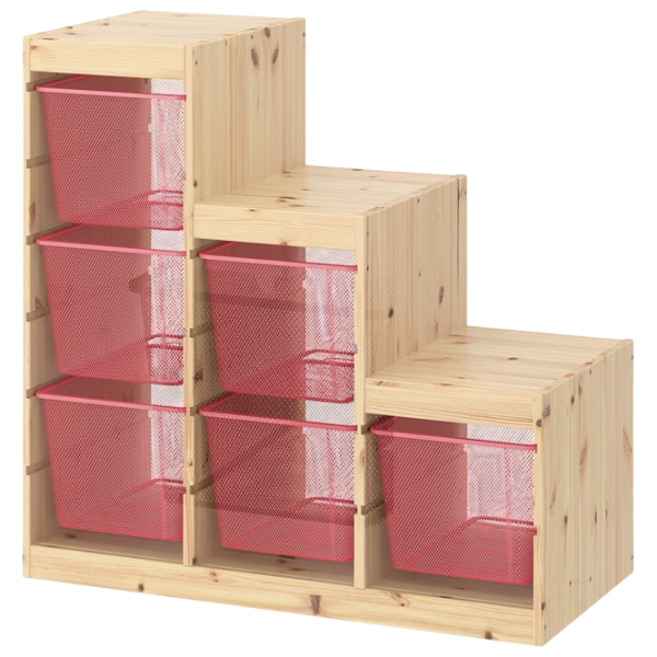 Стеллаж с контейнерами Ikea Trofast 6 91 x 94 x 44см cm / Массивная сосна / Дуб cонома photo 1