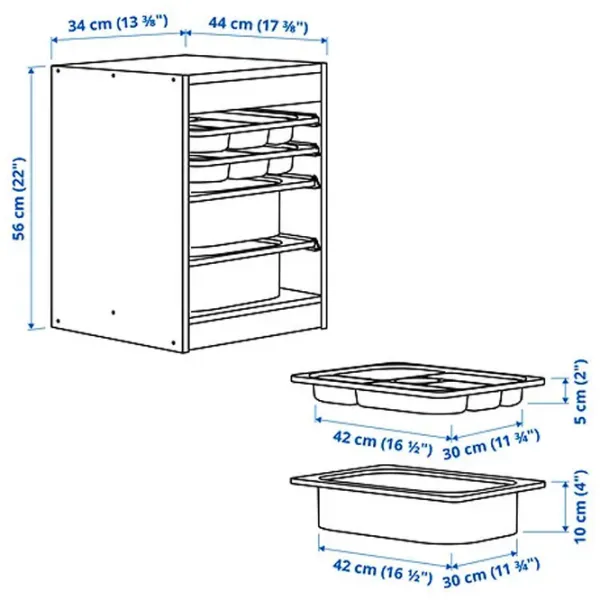 Стеллаж Ikea Trofast 2 56 x 34 x 44см cm / ЛДСП / White photo 2