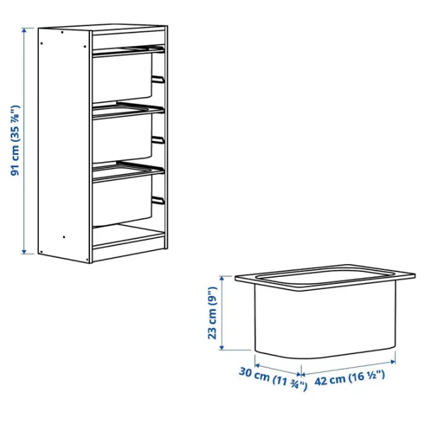 Стеллаж Ikea Trofast 3 91 x 44 x 30см cm / Массивная сосна / Дуб cонома photo 4