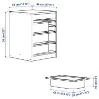 Стеллаж с контейнерами Ikea Trofast 3 56 x 34 x 44см cm / ЛДСП / White photo 4