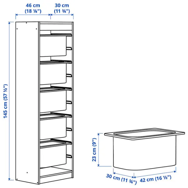 Стеллаж Ikea Trofast 5 145 x 46 x 30см cm / ЛДСП / White photo 2