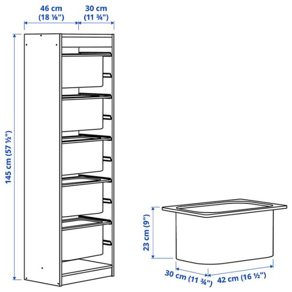 Стеллаж Ikea Trofast 5 145 x 46 x 30см cm / ЛДСП / White photo 2