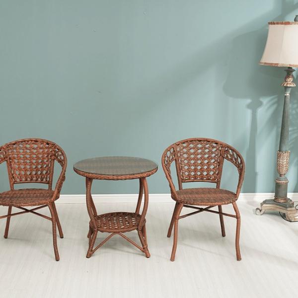 Set mobilă terasă Mobhaus Jarub 2 Lemn / Sticlă / Rattan artificial / Brown photo 2