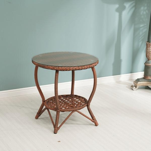 Set mobilă terasă Mobhaus Jarub 2 Lemn / Sticlă / Rattan artificial / Brown photo 4
