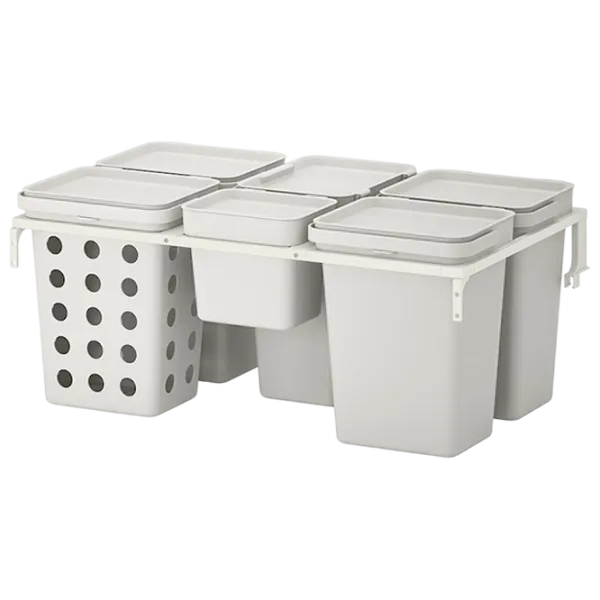 Set de sortare a deșeurilor Ikea Hallbar 53l / Plastic / Gray photo 1