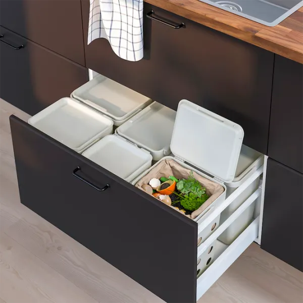 Set de sortare a deșeurilor Ikea Hallbar 53l / Plastic / Gray photo 2