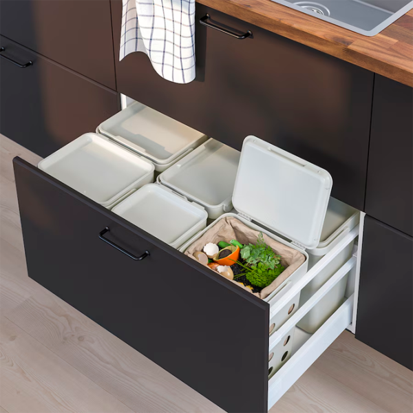 Set de sortare a deșeurilor Ikea Hallbar 53l / Plastic / Gray photo 2