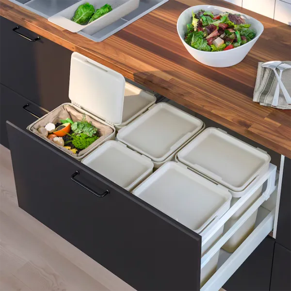 Set de sortare a deșeurilor Ikea Hallbar 53l / Plastic / Gray photo 3