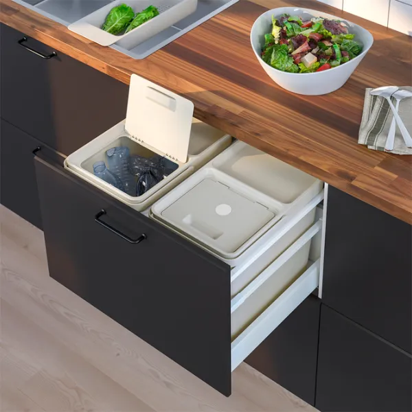 Set de sortare a deșeurilor Ikea Hallbar 44l / Plastic / Gray photo 6