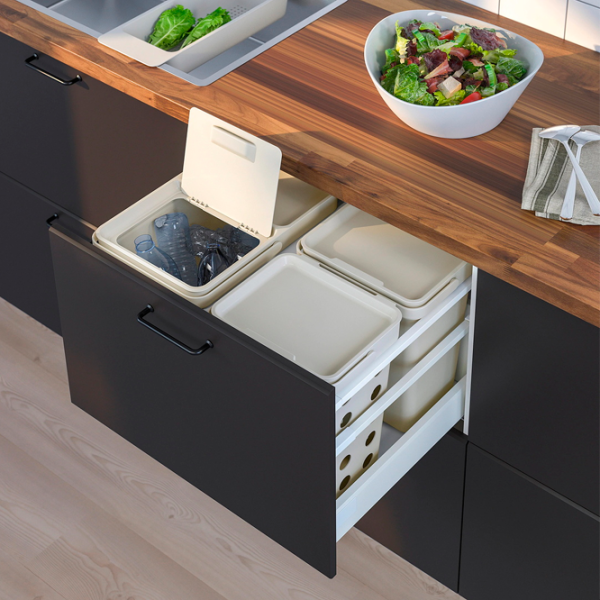 Набор для сортировки мусора Ikea Hallbar 42л / Пластик / Серый photo 4 Набор для сортировки мусора Ikea Hallbar 42л / Пластик / Серый photo 4