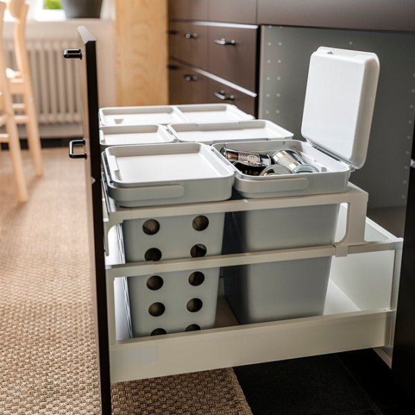 Набор для сортировки мусора Ikea Hallbar 42л / Пластик / Серый photo 7 Набор для сортировки мусора Ikea Hallbar 42л / Пластик / Серый photo 7