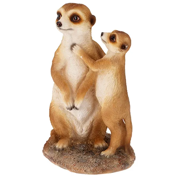 Figurină de gradină ProGarden Familie de suricate Ceramică / Brown photo 1