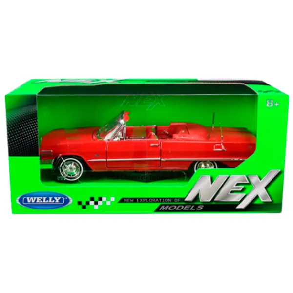 Машинка Welly Chevrolet Impala 1963 22434  / / Crom Красный photo 4
