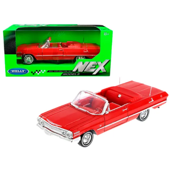 Машинка Welly Chevrolet Impala 1963 22434  / / Crom Красный photo 5