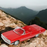 Машинка Welly Chevrolet Impala 1963 22434 / / Crom Красный photo 6