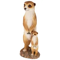 Figurină de gradină ProGarden Suricat cu pui Ceramică / Brown