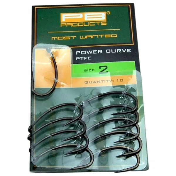 Set de cârlige PB Products Power Curve PTFE Cantitatea în set - 10 / Mărimea - 2 photo 1
