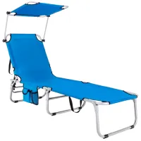 Шезлонг Costway NP10027NY Сталь / Tкань / Синий Серый