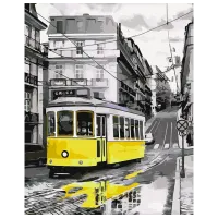 Pictură pe numere BrushMe Tramvaiul galben BS52687 50 x 40 cm / Verticală