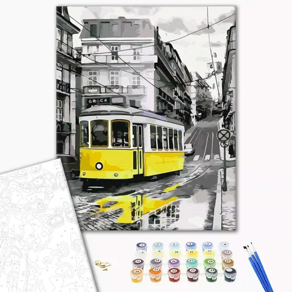 Pictură pe numere BrushMe Tramvaiul galben BS52687 50 x 40 cm / Verticală photo 3 Pictură pe numere BrushMe Tramvaiul galben BS52687 50 x 40 cm / Verticală photo 3