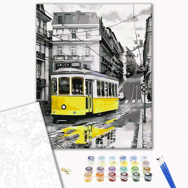 Pictură pe numere BrushMe Tramvaiul galben BS52687 50 x 40 cm / Verticală photo 3 Pictură pe numere BrushMe Tramvaiul galben BS52687 50 x 40 cm / Verticală photo 3