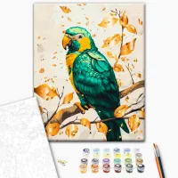 Картина по номерам BrushMe Изумрудный попугай с металлическими красками BS54123 50 x 40 см / Вертикальная photo 3