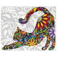 Картина по номерам BrushMe Цветочная кошка BS21213FC 50 x 40 см / Горизонтальная