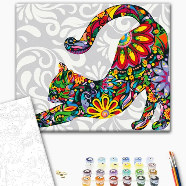 Pictură pe numere BrushMe Pisica florală BS21213FC 50 x 40 cm / Orizontală photo 2 Pictură pe numere BrushMe Pisica florală BS21213FC 50 x 40 cm / Orizontală photo 2