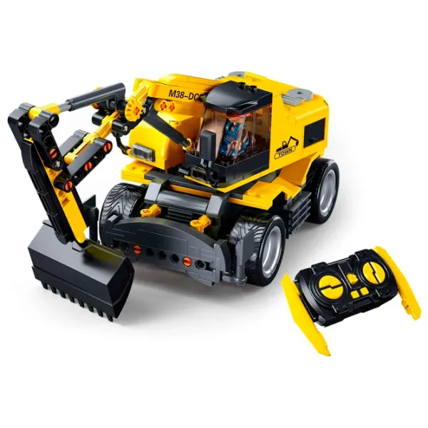 Constructor cu telecomandă Sluban E7 Wheeled Excavator Transport/ Yellow photo 2 Constructor cu telecomandă Sluban E7 Wheeled Excavator Transport/ Yellow photo 2